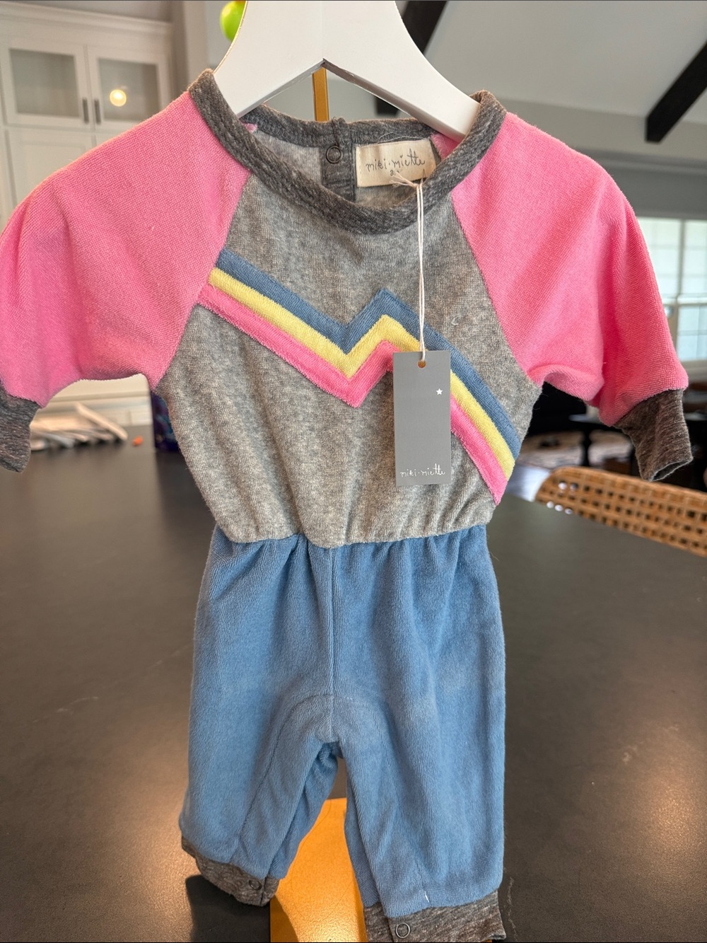 Miki Miette Baby 3M Rainbow Colorblock Terry Romper NWT